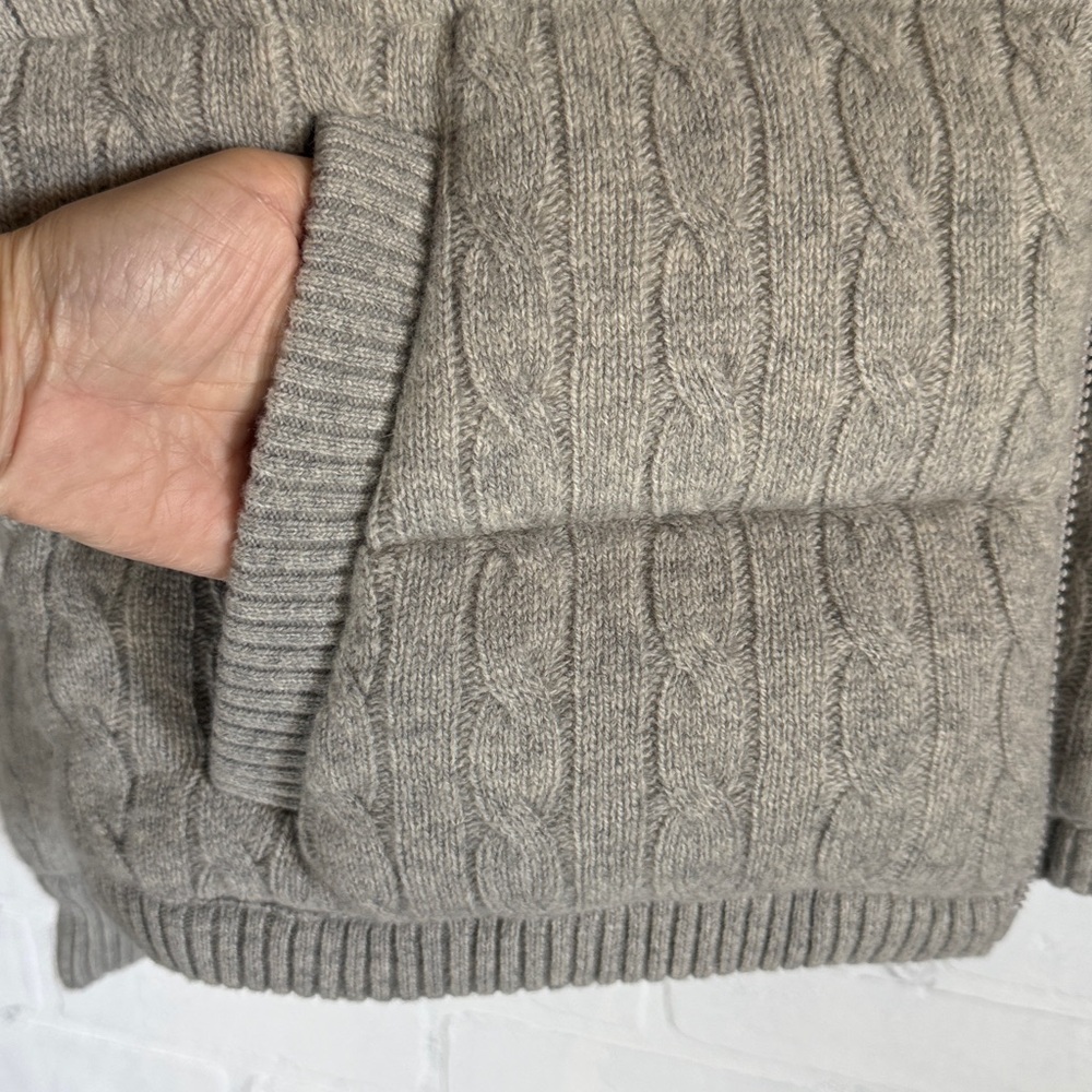 Polo Ralph Lauren Cable-knit wool and cashmere down jacket gray Size Large NWT - Picture 10 of 14